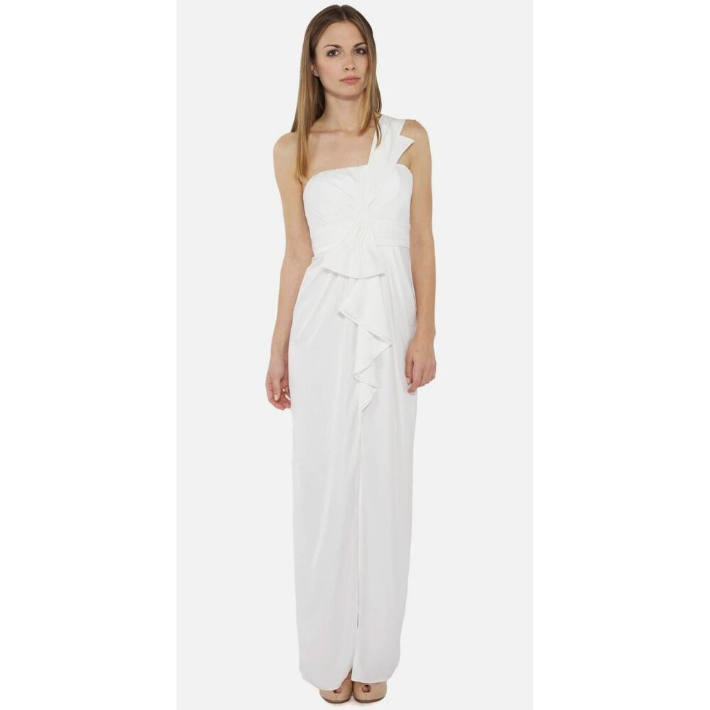 BCBGMaxazria Barbara White Dress Maxi Long One Shoulder 2 - Picture 1 of 10